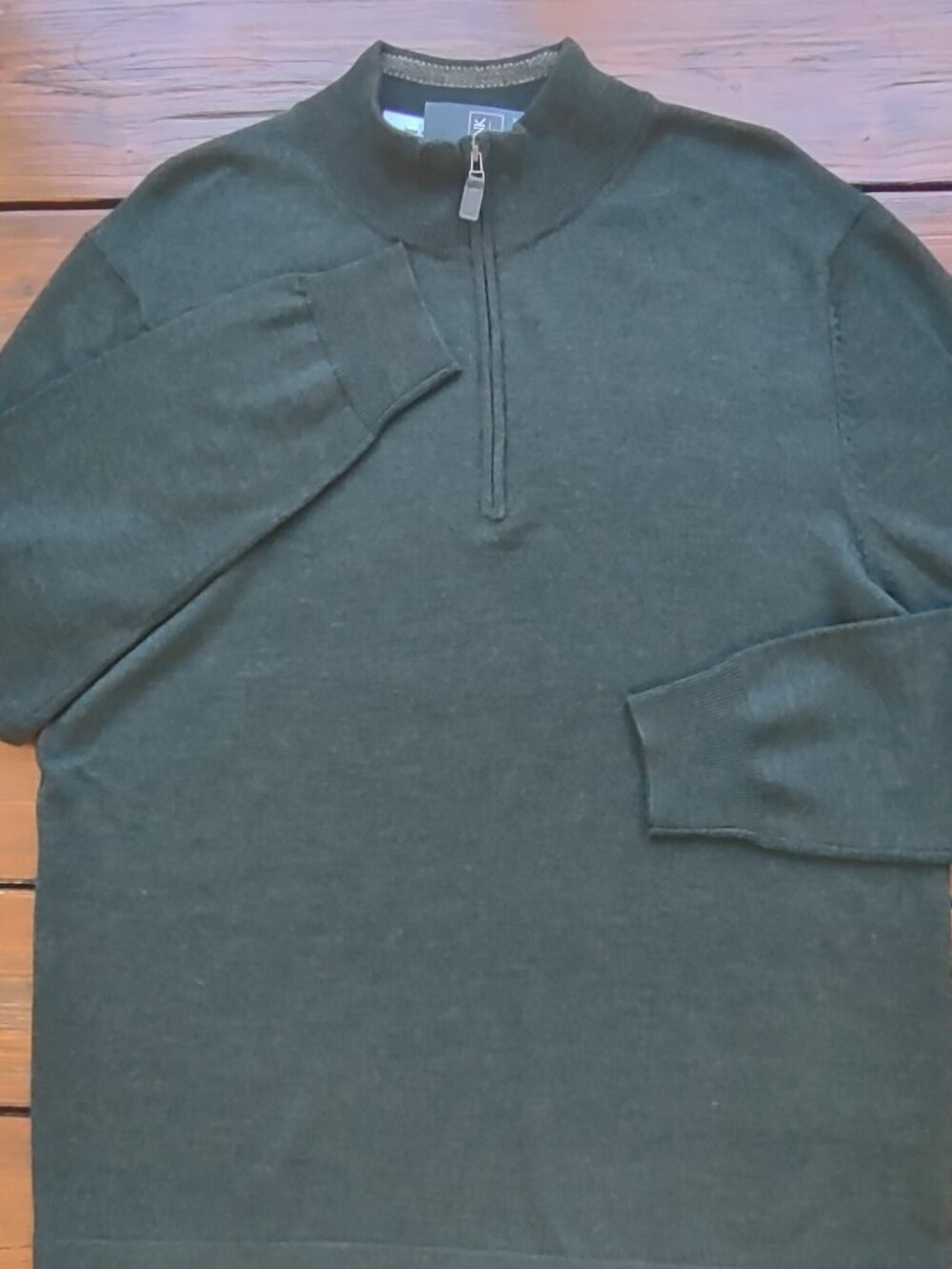 NWT Jos A Bank Traveler 100% Merino Wool 1/4 Zip Sweater Dark Green  Size XL - Picture 9 of 11